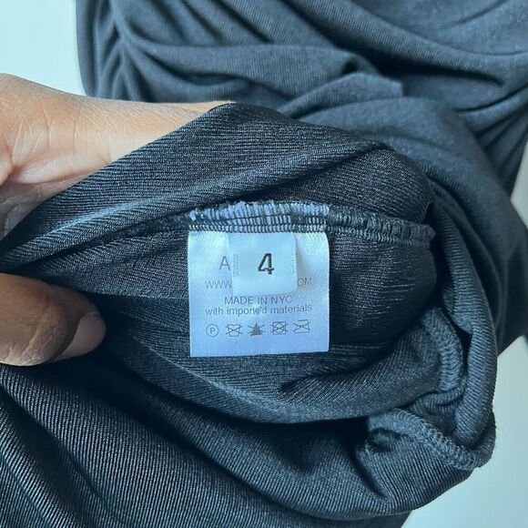 Aliette Black Ruched Bodycon Cut Out Mock Neck Long Sleeve Mini Dress Size 4 - Picture 8 of 11